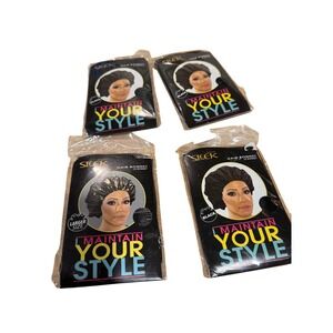 (4 PK) FIRSTLINE SLEEK HAIR BONNET CAP BLACK I MAINTAIN YOUR‎ STYLE WOMENS, NEW